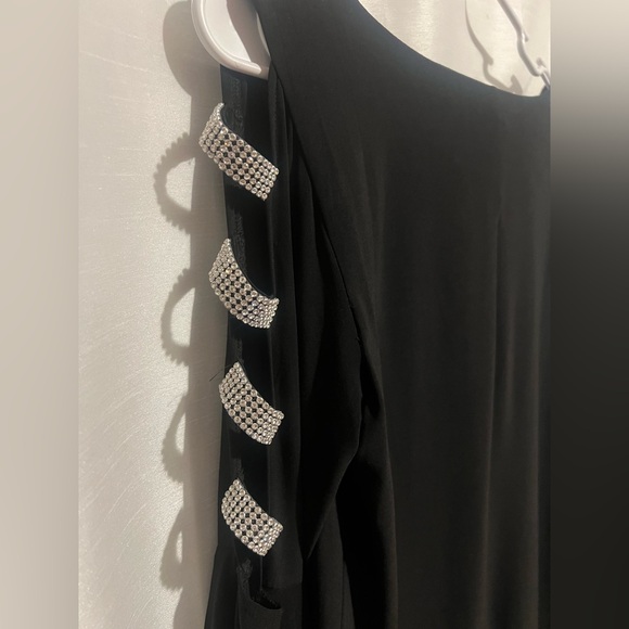MSK Elegant Black Dress with Sparkling Sleeve Details - Picture 7 of 11